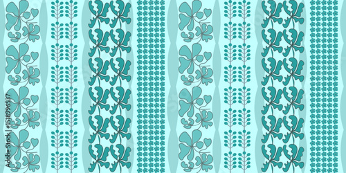Vintage seamless vector floral pattern for fabric and paper, blue tones.