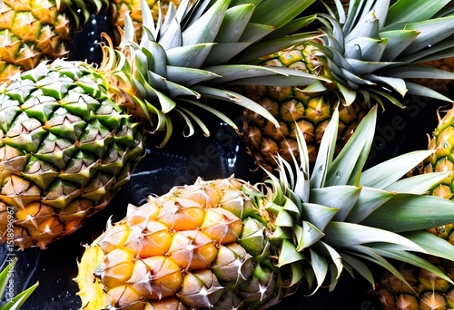 Diagonal Composition of Pineapples with Water Drops