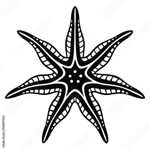 Brittle star outline marine animal vector illustration
