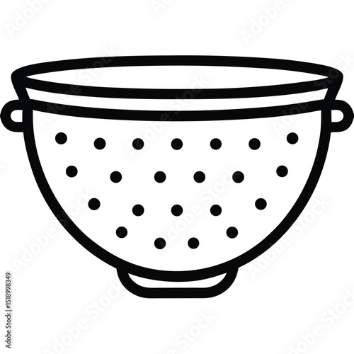 Simple colander icon outline glyph style vector graphic