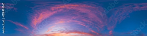 Wallpaper Mural Seamless 360 HDR spherical panorama of sunset sky with vibrant pink Cirrus clouds. Full zenith or sky dome in 3D, sky replacement for aerial drone panoramas. Climate and weather change. Torontodigital.ca