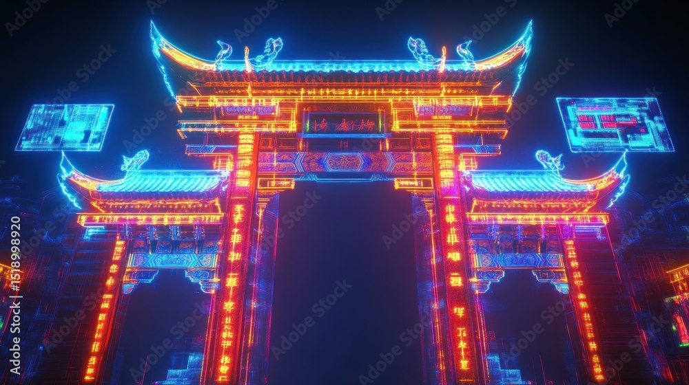 Fototapeta premium Futuristic Chinese Gate