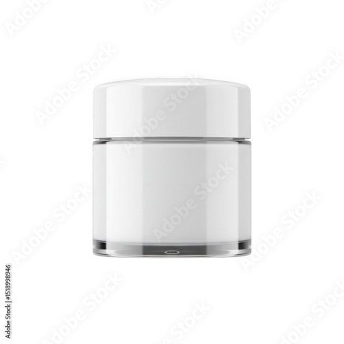 White cosmetic jar mockup isolated on transparent background