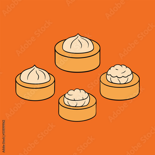 Colorful dim sum illustration for restaurant menu design