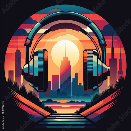 Dual exposure headphones advertisement banner design
