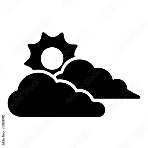 Overcast icon with clouds and sun in between