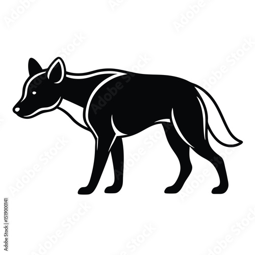 Hyena stalking prey black silhouette vector graphic
