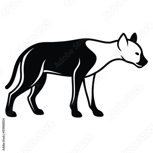 Hyena stalking prey black silhouette vector graphic
