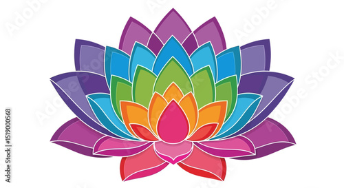 Colorful Lotus Flower Illustration with Geometric Petal Design
