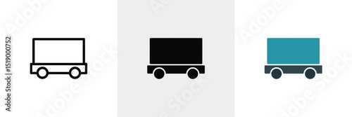 Train Wagon Icon Set Outline, Silhouette, and Color Design Variants with Minimalist Style