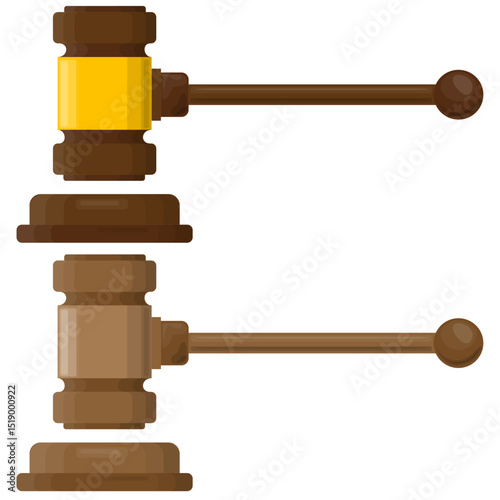 Hammer judge wooden wooden digital illustration graphic vector, concept justice