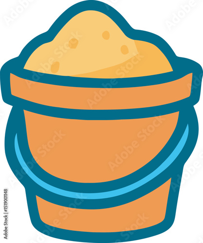 Beach Bucket Filled with Sand Summer Fun Illustration