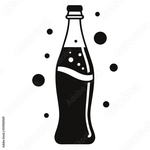 Soda bottle silhouette with bubbles vector illustration
