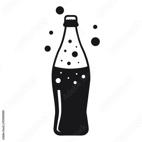 Soda bottle with bubbles silhouette vector illustration