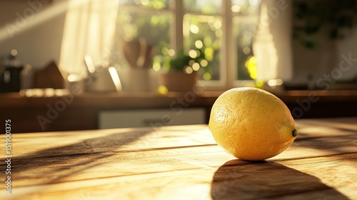 Sunny kitchen table with lemon