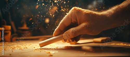 Woodworking Craftsman Shaping Wood