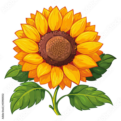 Sunflower flower color vector illustration. Drawing of agroculture for oil production on isolated background. For packaging and design