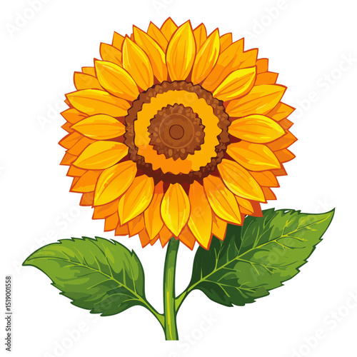 Sunflower flower color vector illustration. Drawing of agroculture for oil production on isolated background. For packaging and design