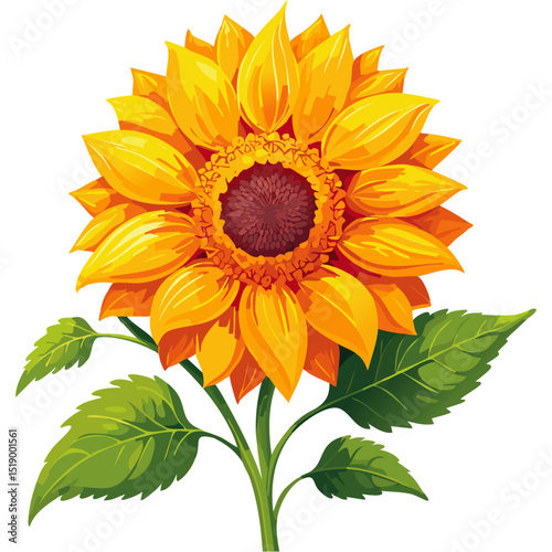 Sunflower flower color vector illustration. Drawing of agroculture for oil production on isolated background. For packaging and design