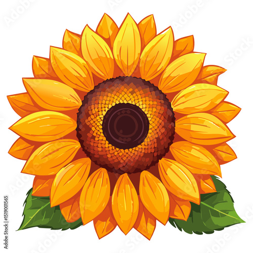 Sunflower flower color vector illustration. Drawing of agroculture for oil production on isolated background. For packaging and design