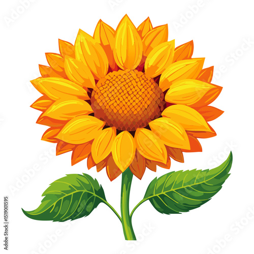 Sunflower flower color vector illustration. Drawing of agroculture for oil production on isolated background. For packaging and design
