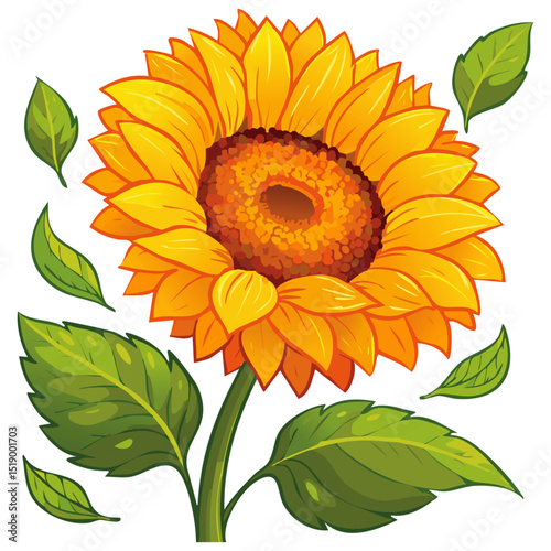Sunflower flower color vector illustration. Drawing of agroculture for oil production on isolated background. For packaging and design