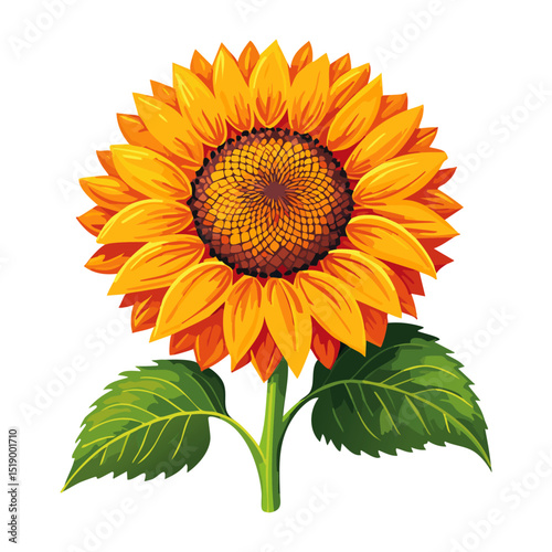 Sunflower flower color vector illustration. Drawing of agroculture for oil production on isolated background. For packaging and design