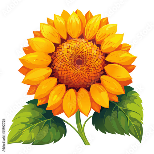 Sunflower flower color vector illustration. Drawing of agroculture for oil production on isolated background. For packaging and design