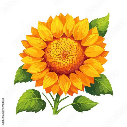 Sunflower flower color vector illustration. Drawing of agroculture for oil production on isolated background. For packaging and design