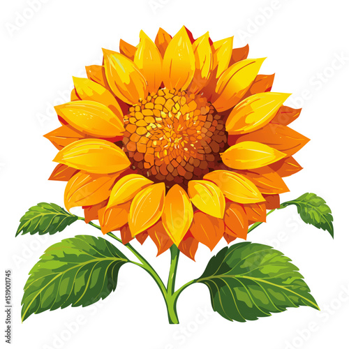 Sunflower flower color vector illustration. Drawing of agroculture for oil production on isolated background. For packaging and design