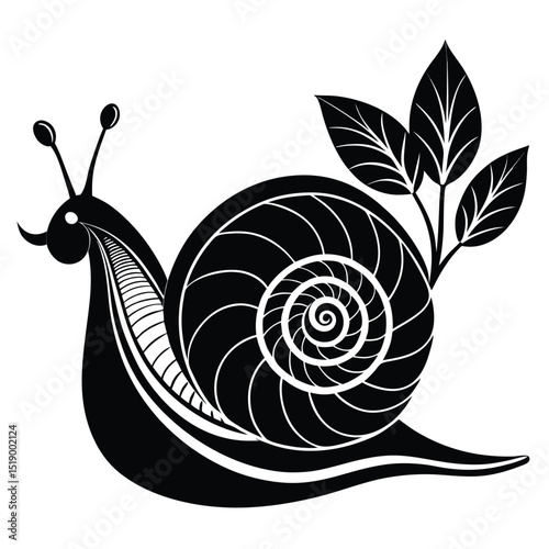 Cute cartoon snail with a spiral shell on a white background, perfect for nature and garden designs