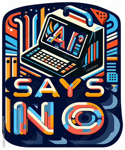 AI Computer says NO, typography