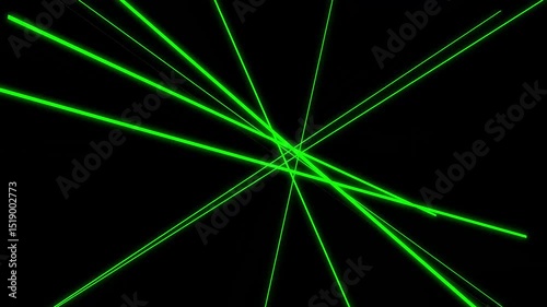 Dynamic green laser beams, Futuristic light show background animation