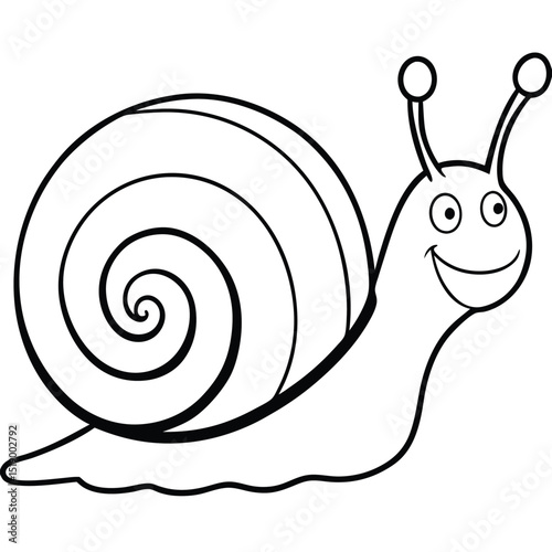 Cute cartoon snail with a flower on a white background, a funny and slow mollusk illustration with a spiral shell, perfect for nature and animal designs