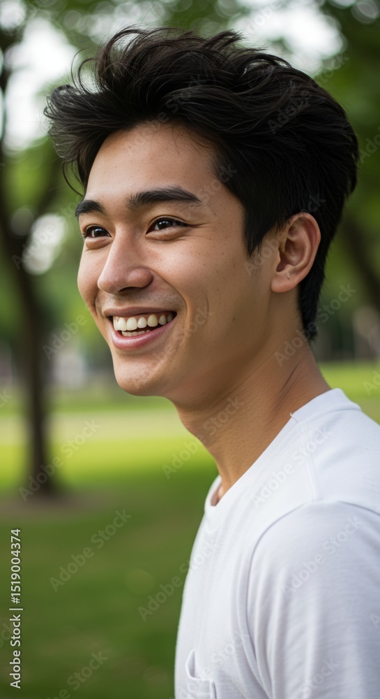 youth Beaming smiles in a moment of pure happiness side view youth Beaming smiles in a moment of pure happiness side view