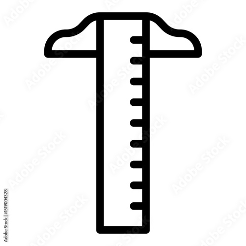 T-square ruler icon. Vector line icon