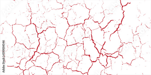 Detailed Texture of white and red Cracked Dry Earth Surface Pattern Background