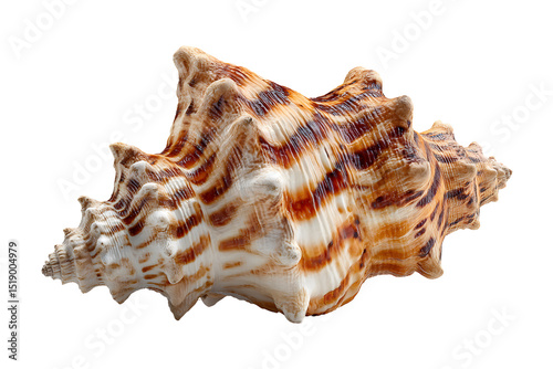 Detailed Close-Up of a Unique and Textured Sea Shell Against a transparent background photo