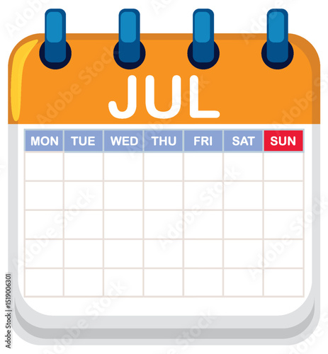 July Calendar Page Illustration