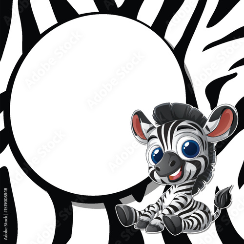 Cute Zebra with Striped Background