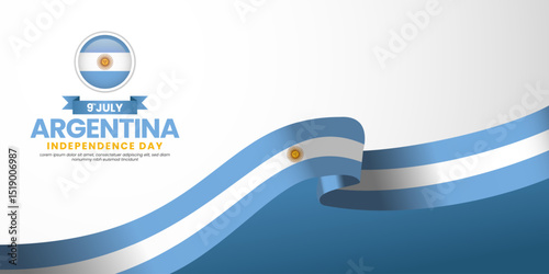 Argentina Independence day banner background 9th of July design element with realistic waving flag