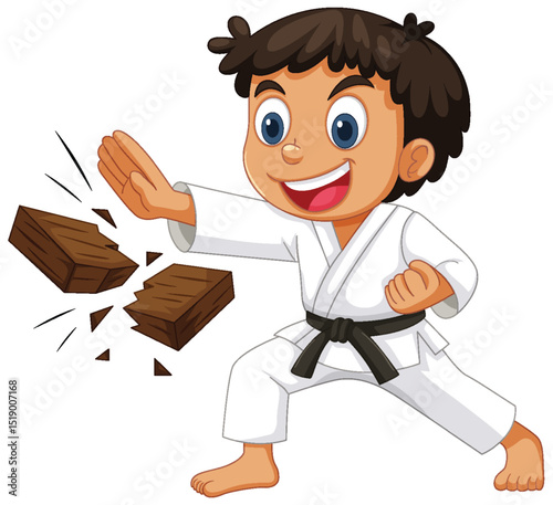 Energetic Child Practicing Karate with Enthusiasm