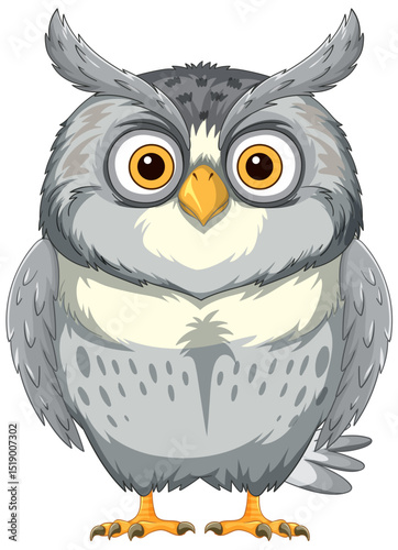 Wise Owl with Big Eyes Illustration