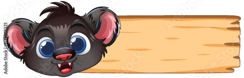 Cute Cartoon Animal with Wooden Sign