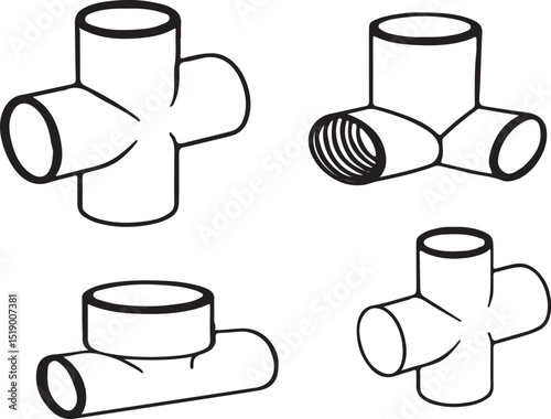 

PVC Pipe Fitting Vector Illustration – Plumbing and Construction Components