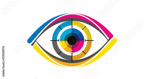 CMYK Color Palette Eye with Target and Graphic Design