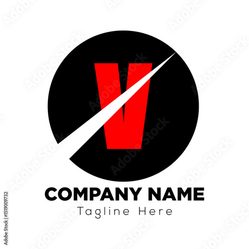 Abstract modern V logo design template