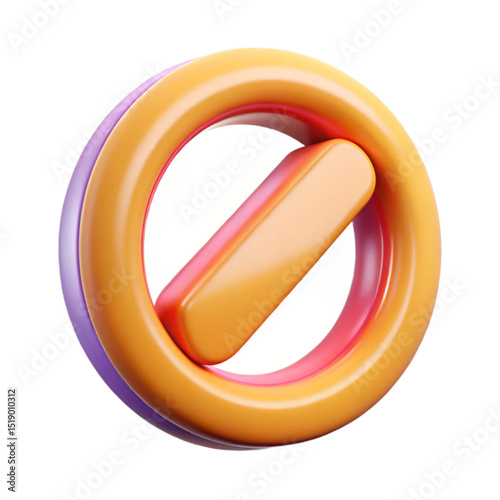 Illustration of a prohibition sign with orange circle and bar on a white background view from above created with generated ai