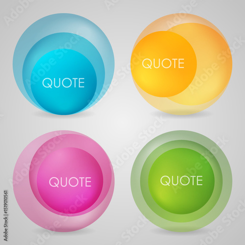 Colorful abstract geometric circles stickers with layered gradients in bright hues, perfect for design, labels, and modern branding projects. Vector illustration design