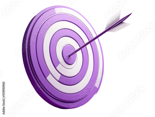 3D Of Purple Target with Arrow on Transparent Background